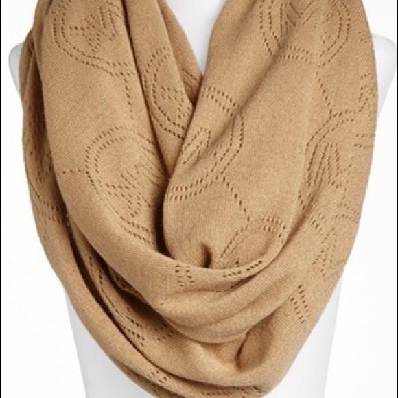 Michael Kors Jet Set Monogram Pointelle Infinity Scarf (in Black) - Picture 1 of 5